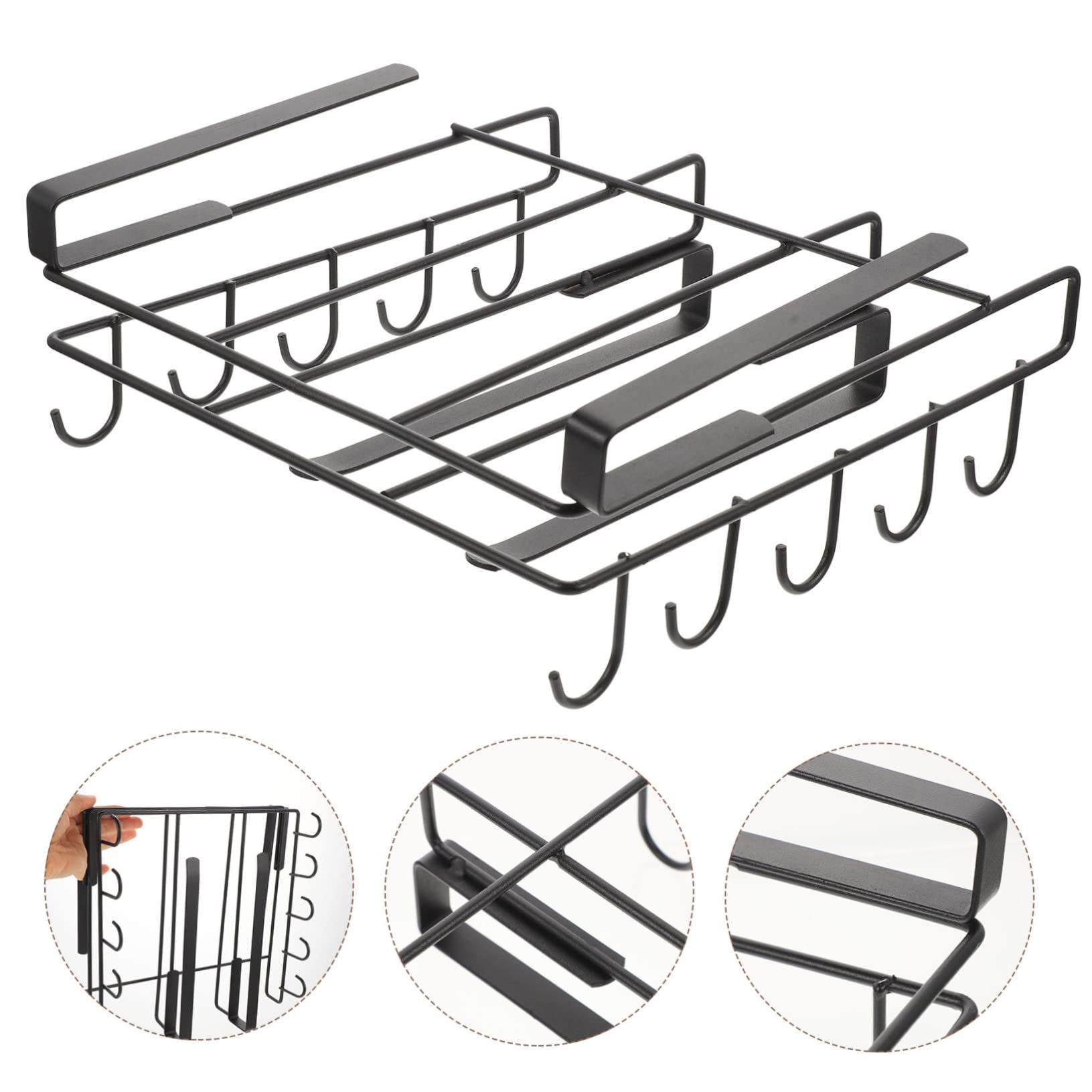 Soporte para Tapa de Olla de Cocina de Acero al Carbono Negro | Porta Tazas de Gabinete, Organizador de Tablas de Cortar, Bordes Redondeados, Diseño Simple y Fácil Limpieza