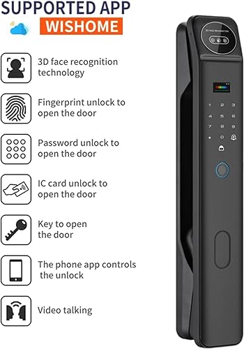Miniatura 2 de Cerradura de puerta inteligente con reconocimiento facial e intercomunicador de video, huella digital de entrada sin llave, control de aplicación