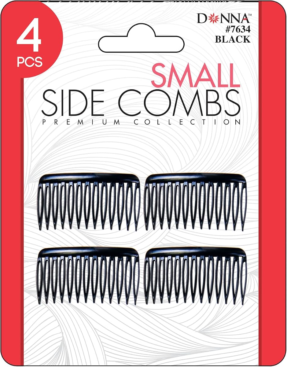 Donna Small Side Combs in Black Color - Hair Dryer-Friendly Pocket Combs for Wet Brush and Dry Brush Styling