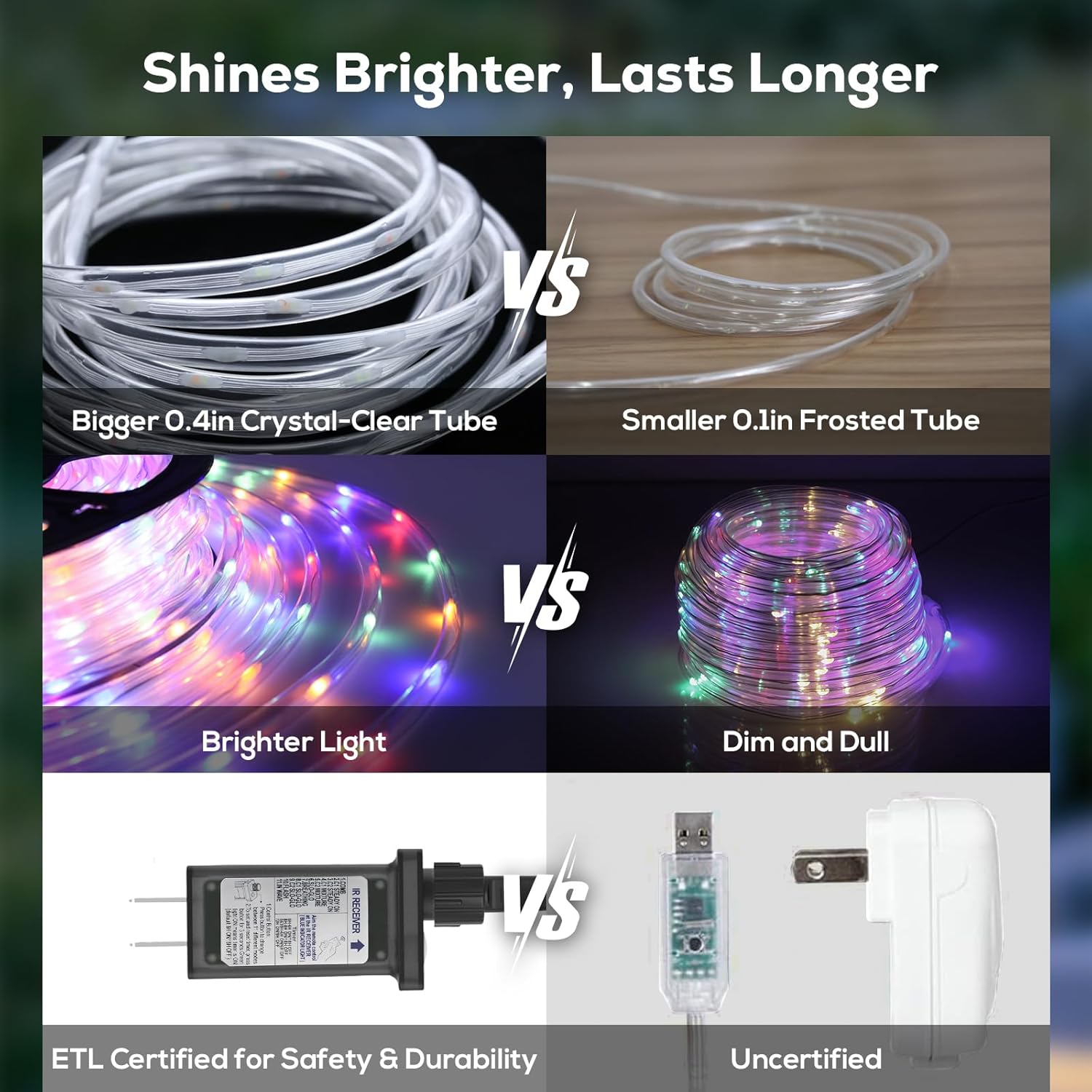 100FT 720 LED Waterproof Rope Lights with Remote, 8 Modes and 4 Brightness Tube Lights for Christmas, Bedroom, Patio, Outside, Garden, Indoor Outdoor Decoration (White and Multicolor Change)