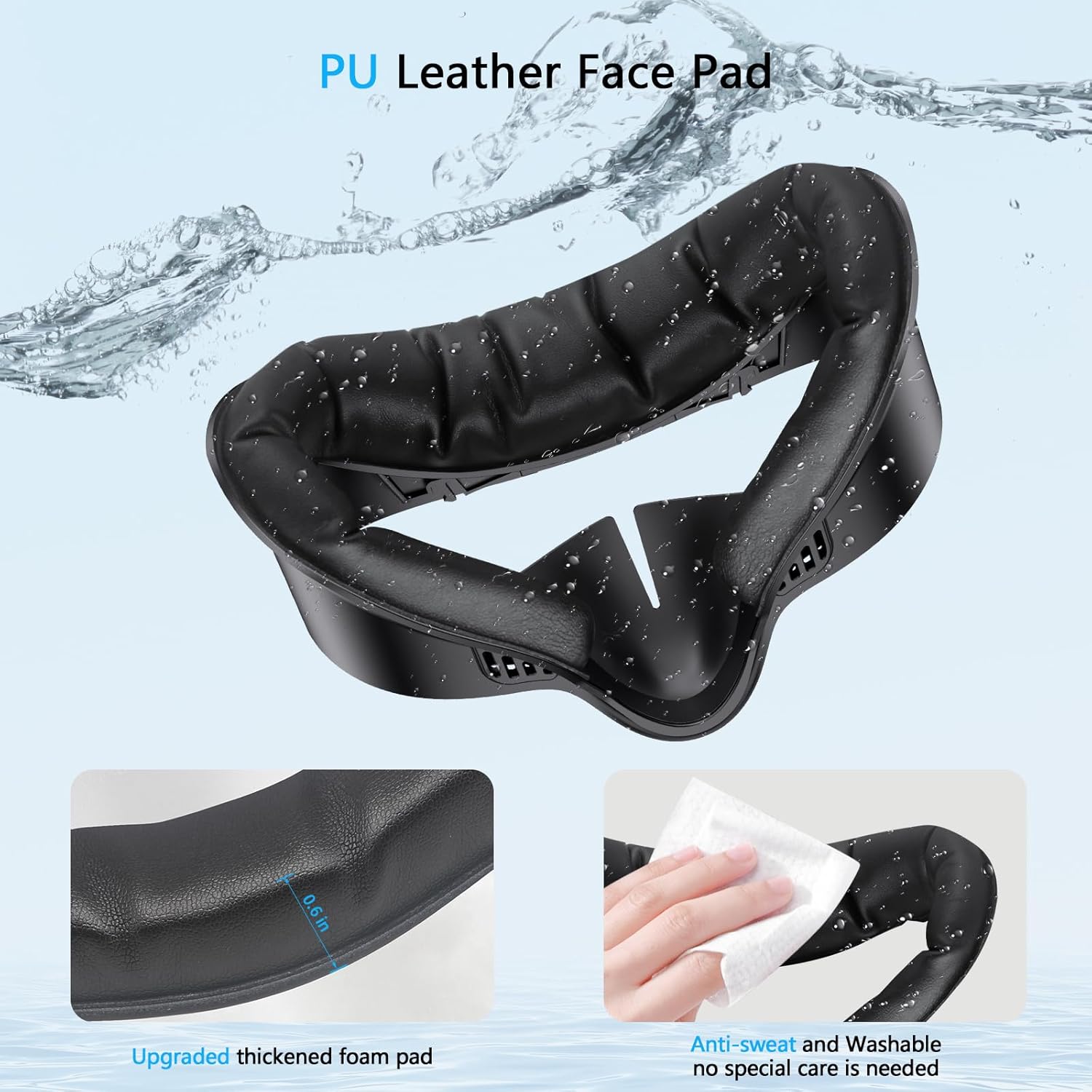 for Meta/Oculus Quest 3S Face Pad Cover with Nose Pad, Soft PU Leather Foam Cushion Pad Air-Circulation Design Facial Interface Accessories Replacement (Not Fit Quest 3) - Image 3