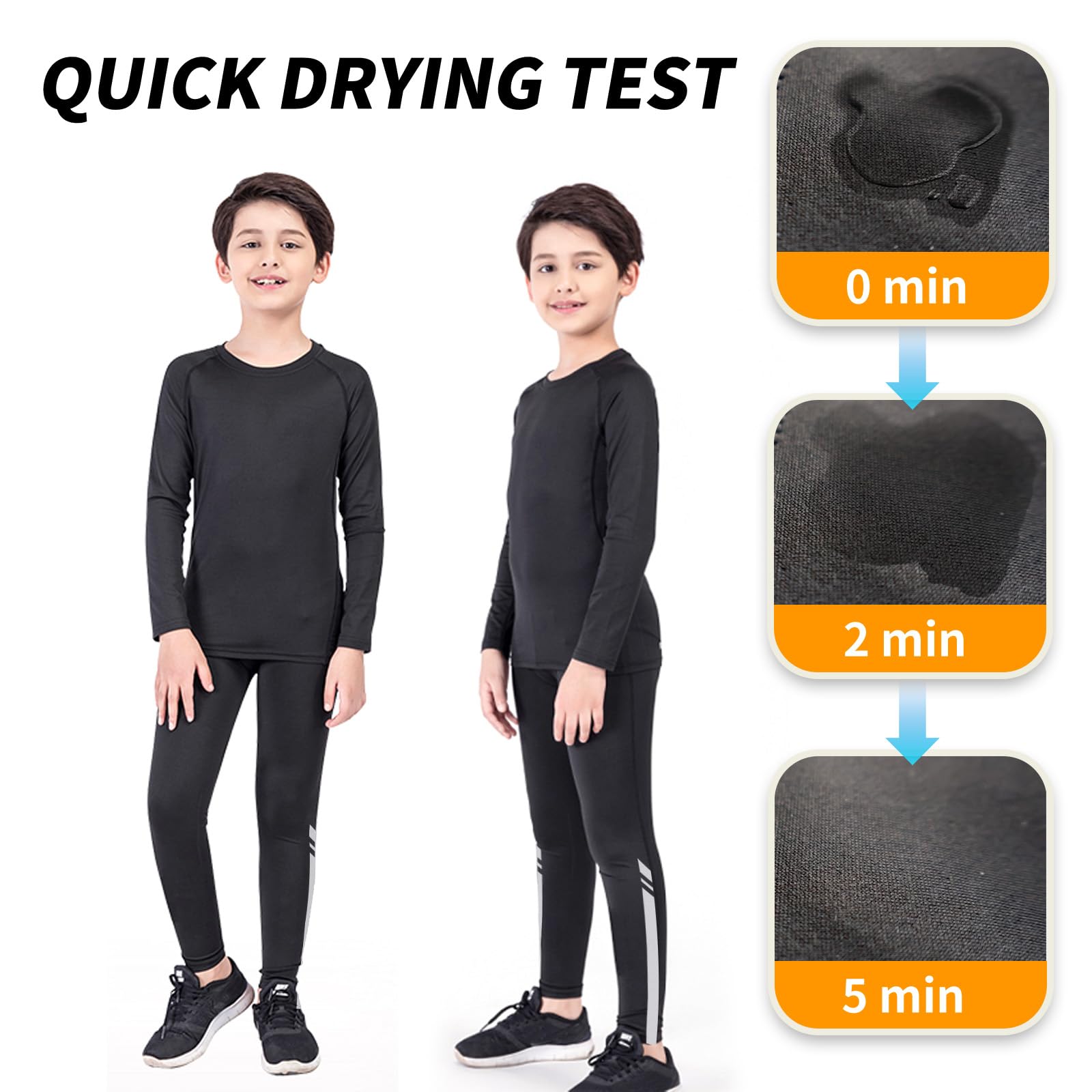 Set Intimo Termico Bambino - Asciugatura Rapida Maglia Termica Bambino & Leggings Termici, Calzamaglia Termica Bambino Traspiranti e Accoglienti per Lo Sci, Il Calcio, ECC