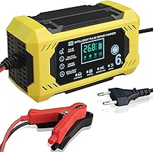 Carica Batteria per Auto, Caricabatterie Auto intelligente da 12V 6A con Schermo LCD Touch Screen, Rilevamento Automatico, Riparazione, Manutenzione e Protezioni Multiple per Piombo-Acido/AGM/Gel