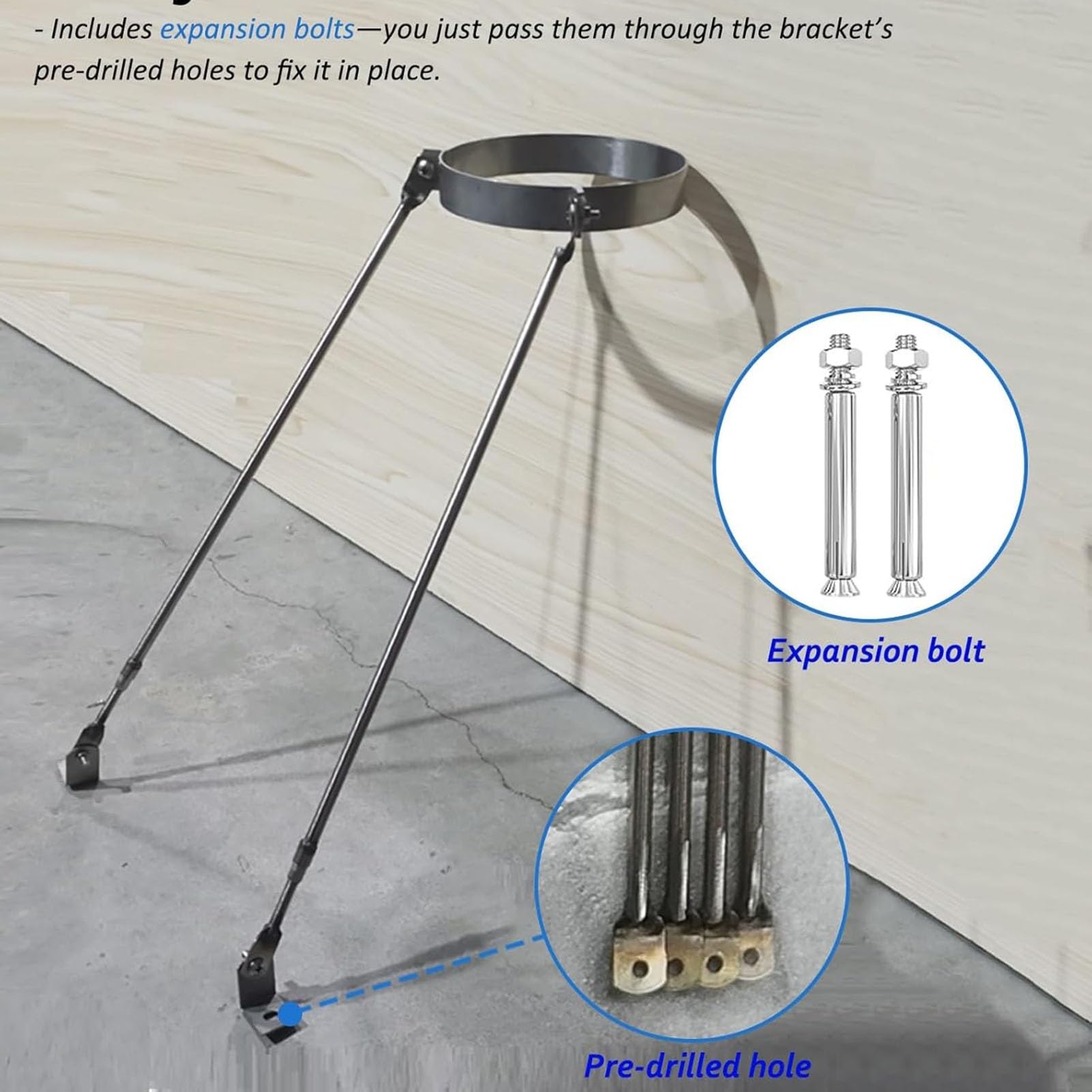 Kit de soporte de techo de tubo de estufa de acero inoxidable de 4 a 20 pulgadas, soporte de chimenea extendido con tornillos, soporte protector de estufa resistente al viento (diámetro de 43,2 cm)