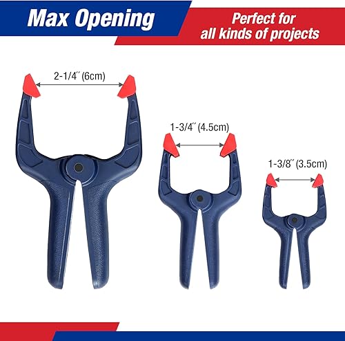 Miniatura 10 de WORKPRO Juego de abrazaderas de resorte, 16 piezas de abrazadera de resorte de nailon de 3-38 pulgadas con almohadillas de mandíbula ajustables y