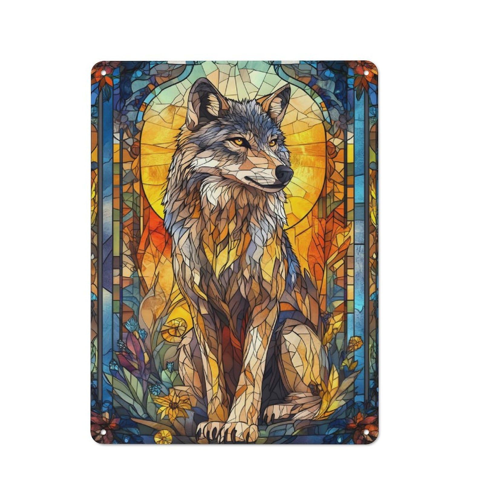 Junmoney Wolf Vintage Metal Sign 40X30cm For Guest Room Or Hallway, Suited To Guest Room Decorators
