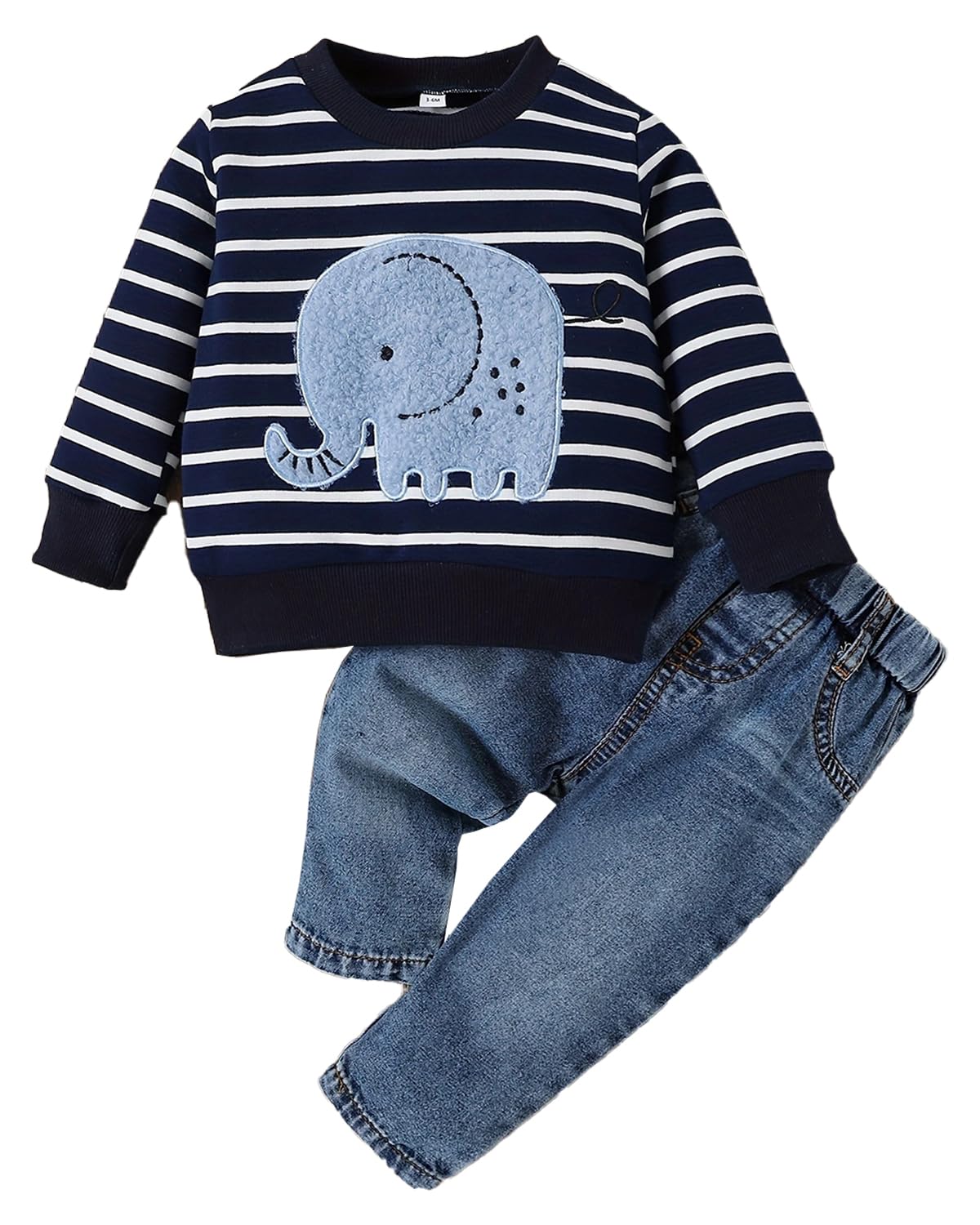 Kleinkind Baby Jungen Kleidung Süßer Tierdruck Langarm Sweatshirt Tops und Jeans Set Herbst Winter Baby Junge Jeanshose Casual 2Pcs Outfit