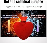 Vista 3 de Botella de agua caliente en forma de corazón de 16.9 fl oz con tapa suave, bolsa de agua caliente para aliviar el dolor, calambres, espalda, cuello