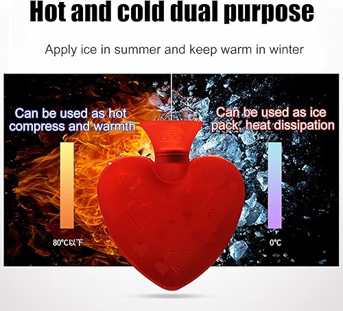 Miniatura 4 de Botella de agua caliente en forma de corazón de 16.9 fl oz con tapa suave, bolsa de agua caliente para aliviar el dolor, calambres, espalda, cuello,