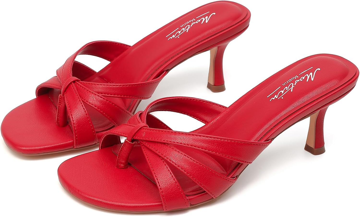 Mostrin Kitten Heels for Women Pointed Toe Vintage Mules Heels Sexy Slip on Stiletto Backless Sandals for Party Wedding Daily