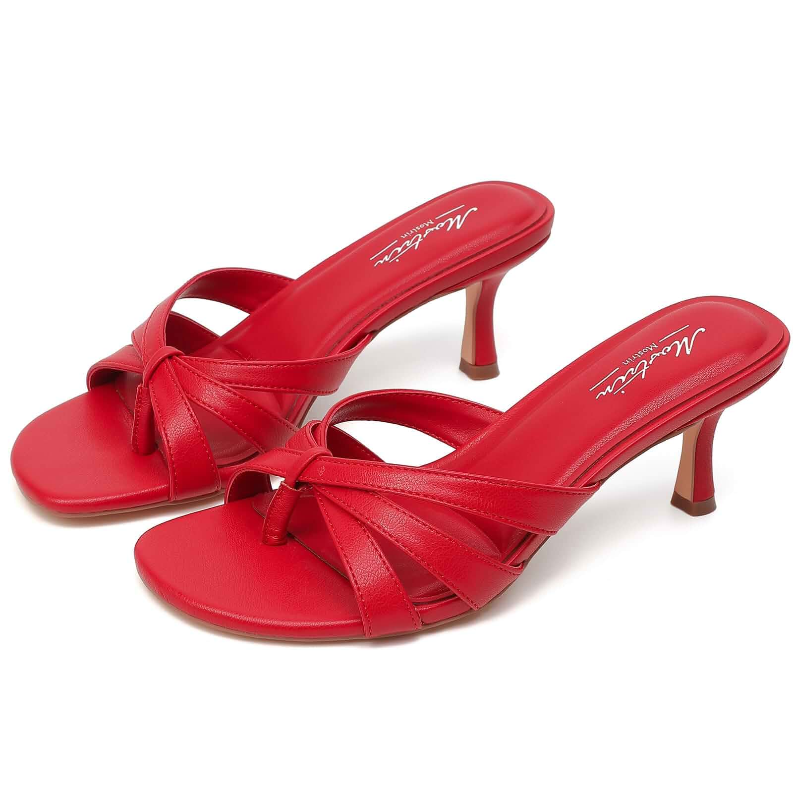 Mostrin Kitten Heels for Women Pointed Toe Vintage Mules Heels Sexy Slip on Stiletto Backless Sandals for Party Wedding Daily
