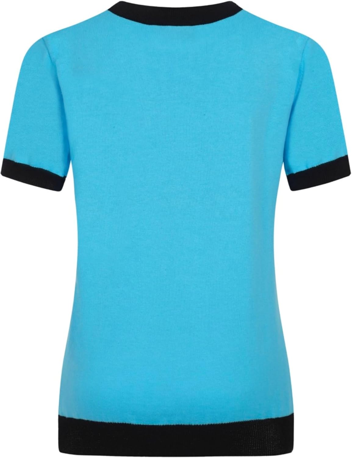 OXKNIT Women's Light Blue Knitted T-Shirt Short Sleeve, 1960s Mod Style Birds Pattern Crewneck Tops - Image 3