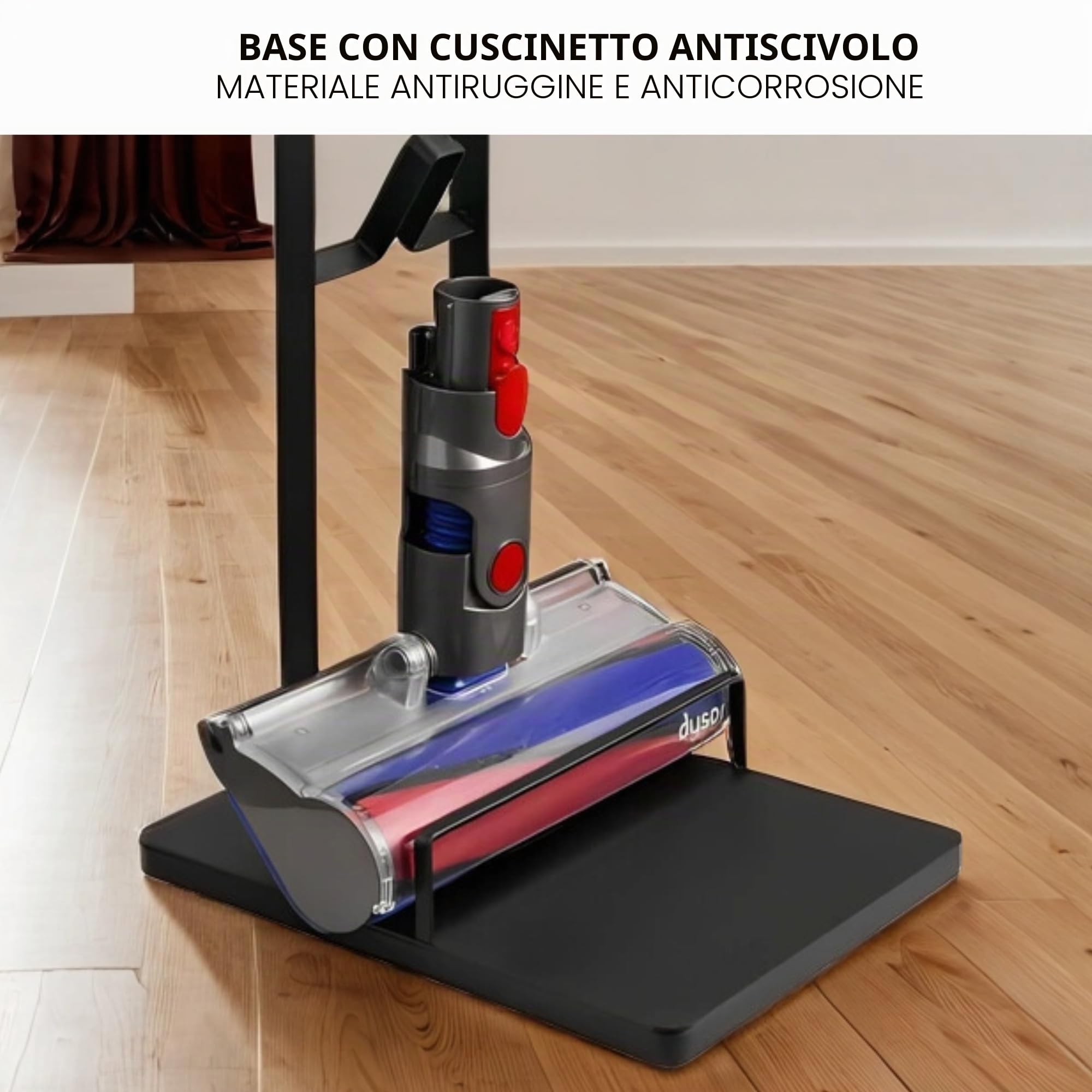 MAGIC SELECT Supporto per Aspirapolvere Compatibile con Dyson V15 V12 V11 V10 V8 V7 V6 - DC45/ DC35/ DC58/ DC59/ DC62/ DC74- Organizzatore da Pavimento con Ruote senza Forare il Muro.