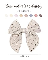 Vista 24 de doboi 20 PCS Lazos Fable de 4.5 Pulgadas Pinzas para el Cabello para Bebés y Niñas Lazos de Algodón y Lino para Niñas Accesorios para el Cabello