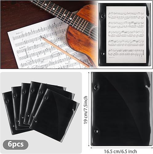 Miniatura 40 de Outus Carpeta musical con 2 agujeros de 7.5 x 6.3 pulgadas, de PVC, impermeable, para guardar archivos de partituras (negro, doble disponible)