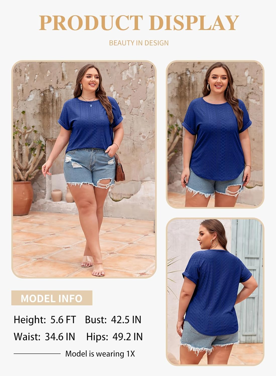 Eytino Women Plus Size Tops Short Sleeve Crewneck Casual Loose Summer Blouse Shirts(1X-5X) - Image 3