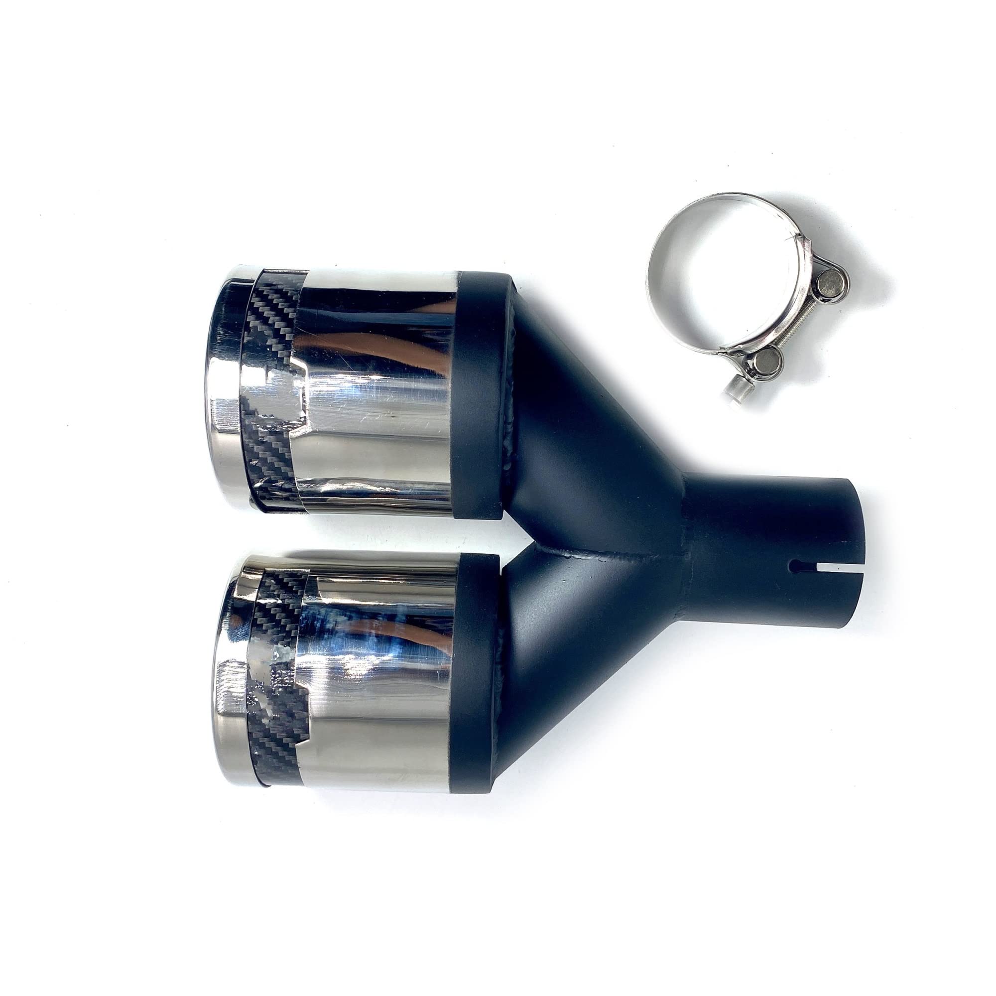 per BMW per Benz per Honda 1 Pz Punta di Scarico Universale in Acciaio Inox Punta del Tubo del Silenziatore di Scarico Doppio Tubo Scarico (Size : 57 in 89 out)