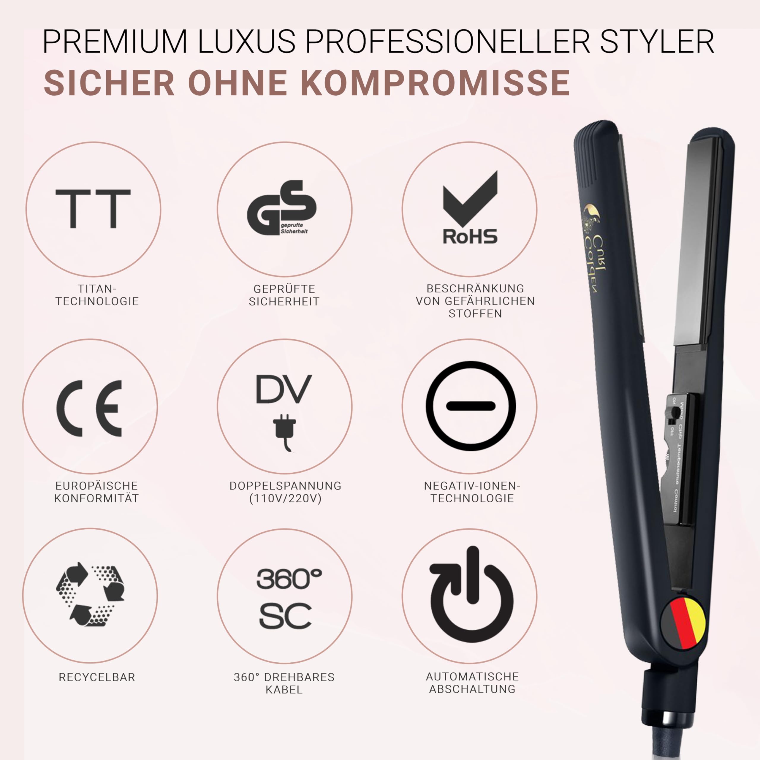 Glätteisen Locken und Glätten, Haarglätter für atemberaubende Ergebnisse | 5 Jahre Sorgenfreiheit, Hair Straightener und Lockenstab 2 in 1 für umwerfende Locken und geschmeidiges Haar (Germany)