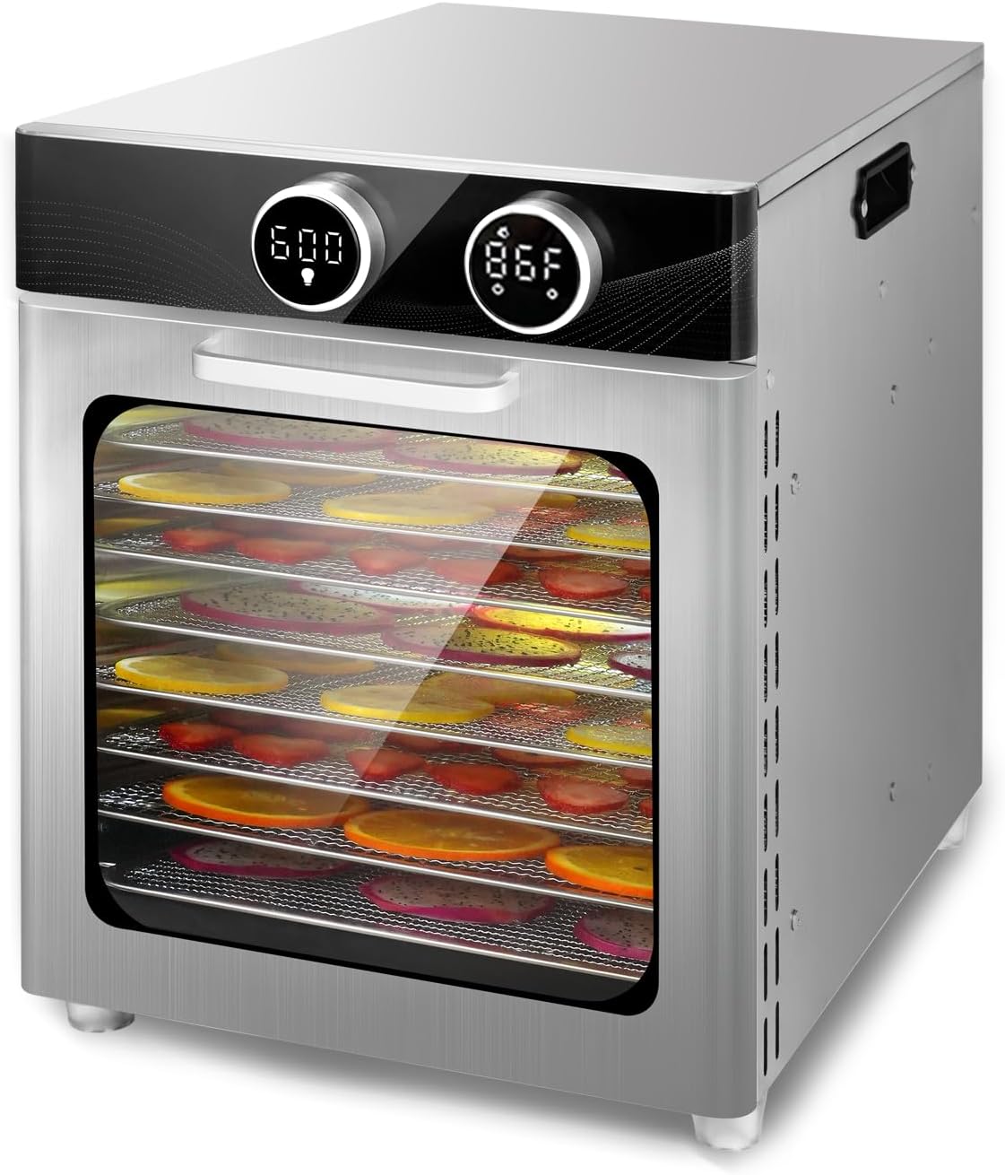 Food Dehydrator with 8 Stainless Steel Trays, with Electronic knob, 194°F Temperature Adjustable and 0-15 Hour Digital Timer, 800W dehydrators, low noise, for Dog Treats, Meat, Fruit, Jerky and Herbs