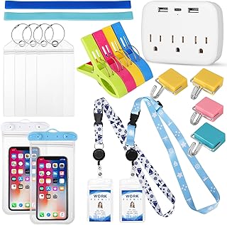 Cruise Ship Essentials for Carnival Cruise Ship, Waterproof Cruise Luggage Tags and Magnetic Hooks, Lanyards for Cruise Ship Cards with Power Strip for Carnival Cruise Must Haves Kit 19 PCS