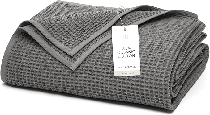 BOLL & BRANCH Waffle Bed Blanket - King/Cal King, Stone