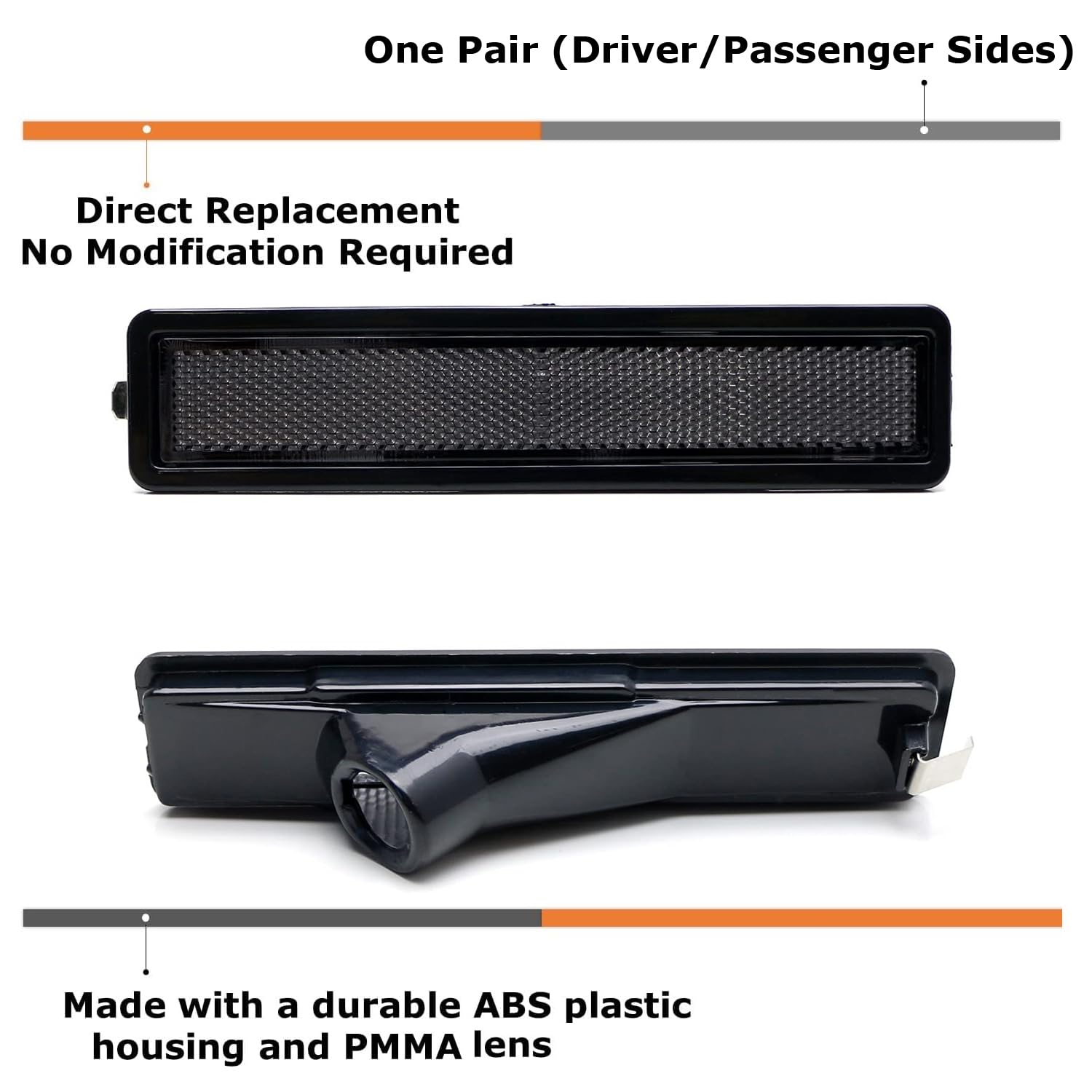 iJDMTOY Euro Smoked Lens Bumper Side Marker Lamp Housings Compatible with BMW E30 3 E34 5 Series, etc, Replace OEM Amber/Red Sidemarker Lamps