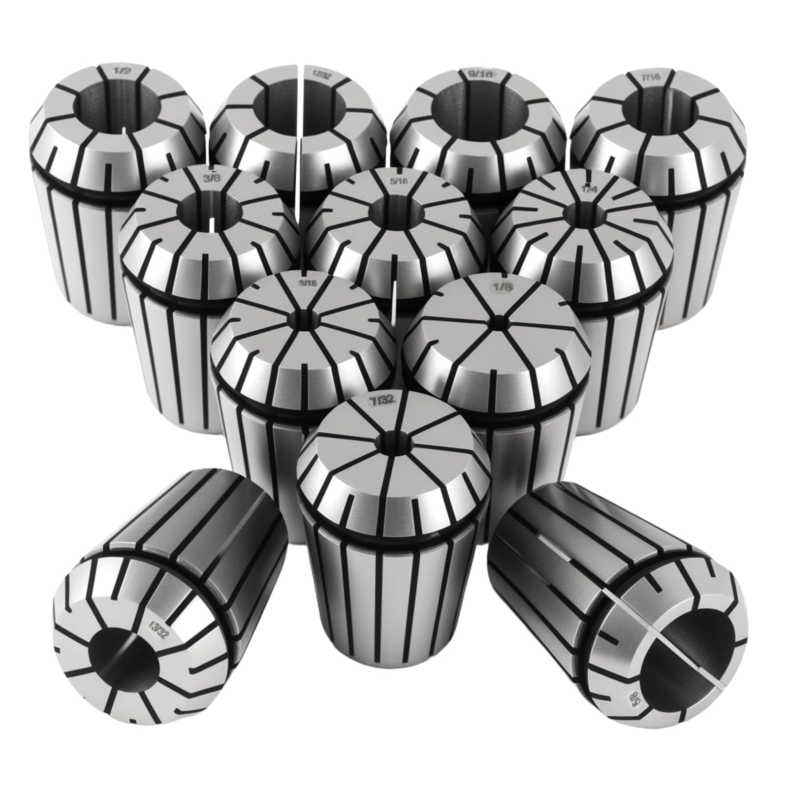 HOZLY ER25 Spring 12Pcs Collet Set ER25 Collet Chuck for CNC Milling Lathe Tool & Engraving Machine Size includes:1/8", 3/16", 7/32", 1/4", 5/16", 3/8", 13/32", 7/16", 1/2", 17/32", 9/16", 5/8"