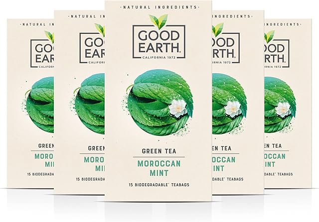 Good Earth - Moroccan Mint Tea  Refreshingly Natural - Herbal Tea - Pack of 5 x 15 Biodegradable Teabags