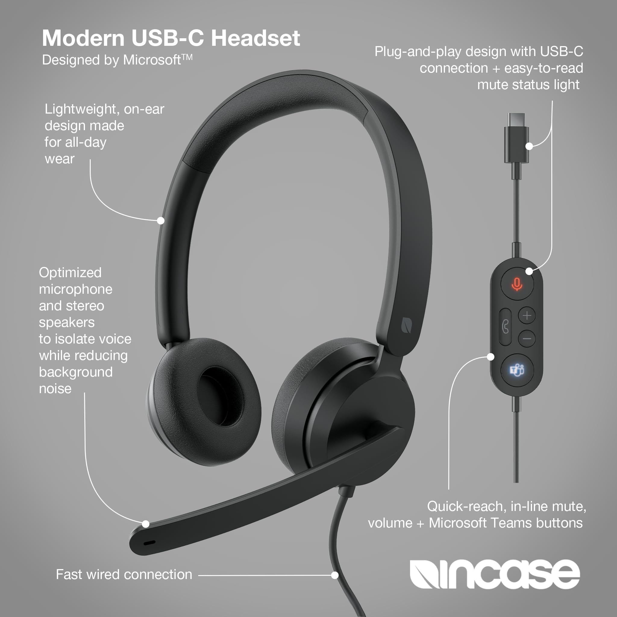 Incase Modern USB-C Headset - Designed by Microsoft - Wired USB-C