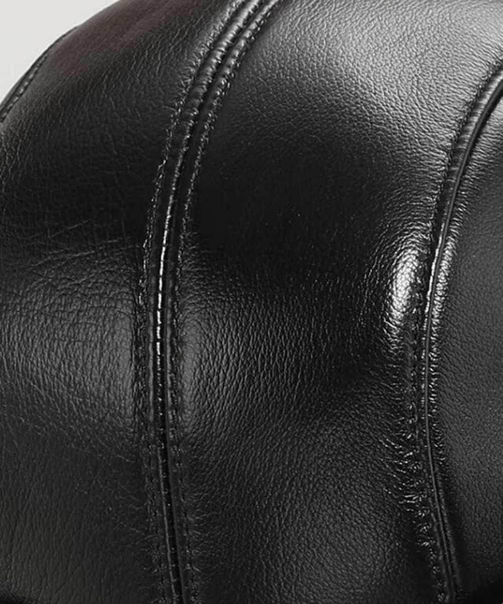 Men's Winter Earflap Trapper Hunting Hat with Ear Flaps Unisex Hat Leather Bomber Hat,Black-L
