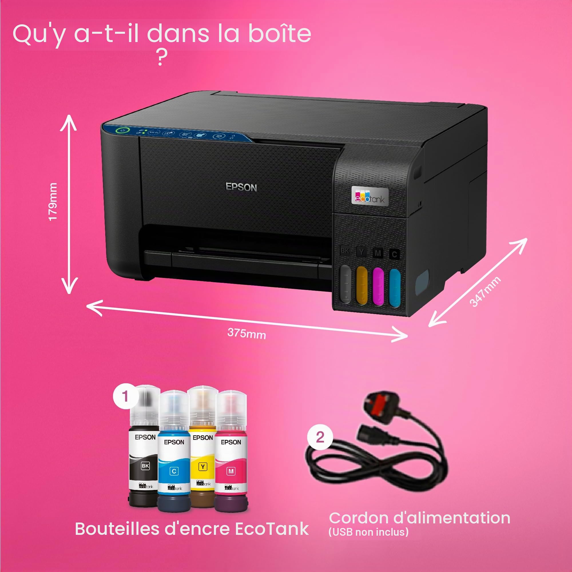 Epson EcoTank ET-2861 stampante multifunzione inkjet 3in1 A4, serbatoi ricaricabili alta capacità, 4 flaconi inclusi pari a 4500pag B/N 7500pag colore, Wi-FI Direct, USB (ECOTANK ET-2861)