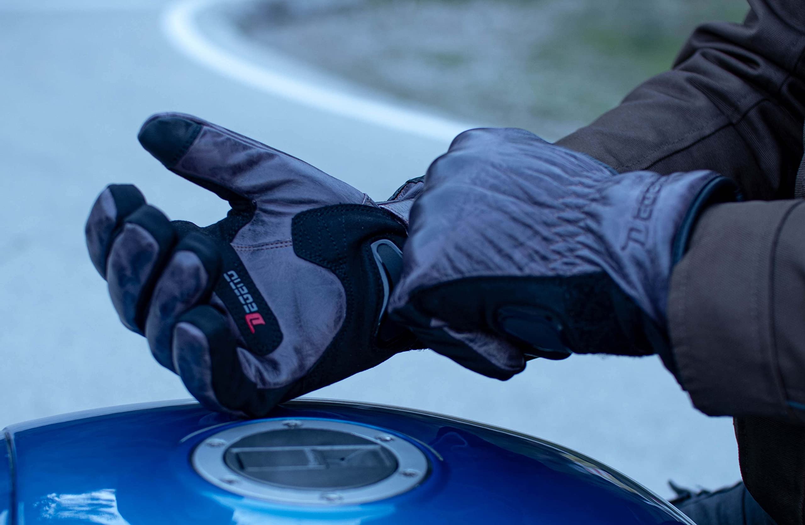 INDUS Zimowe rękawice motocyklowe męskie – oddychające skórzane rękawiczki motocyklowe dla mężczyzn z podszewką – akcesoria motocyklowe – rękawiczki
