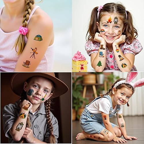 108pcs Camp Temporary Tattoo Stickers, Waterproof Camp Temp Tatoo Sticker for Adult Women Men Hand Thigh Back Teen Teacher Rewards Party Favor Decor