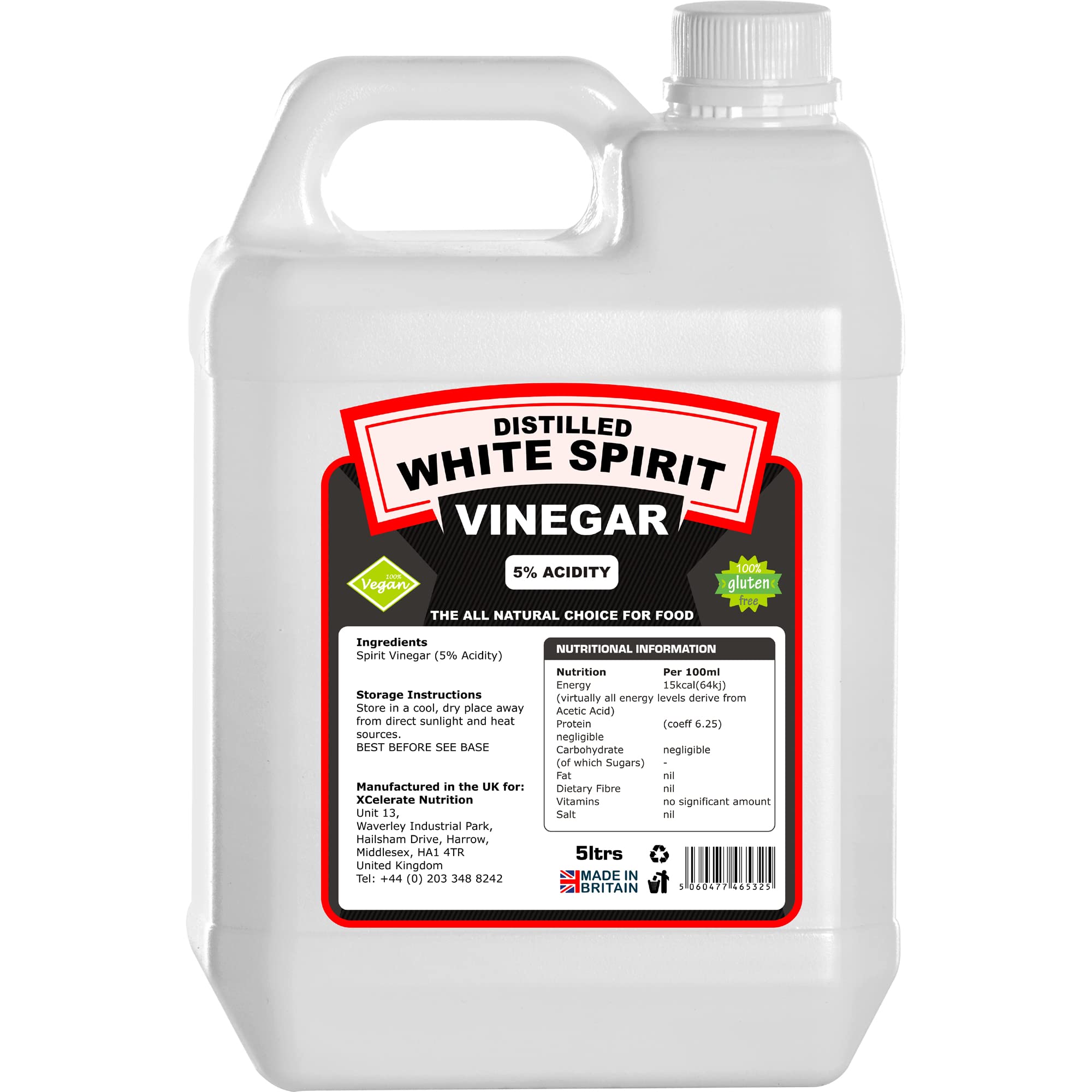 Buy XCelerate tion Distilled White Spirit Vinegar 5 Litre (5 ic) for Cleaning, Weed Killing