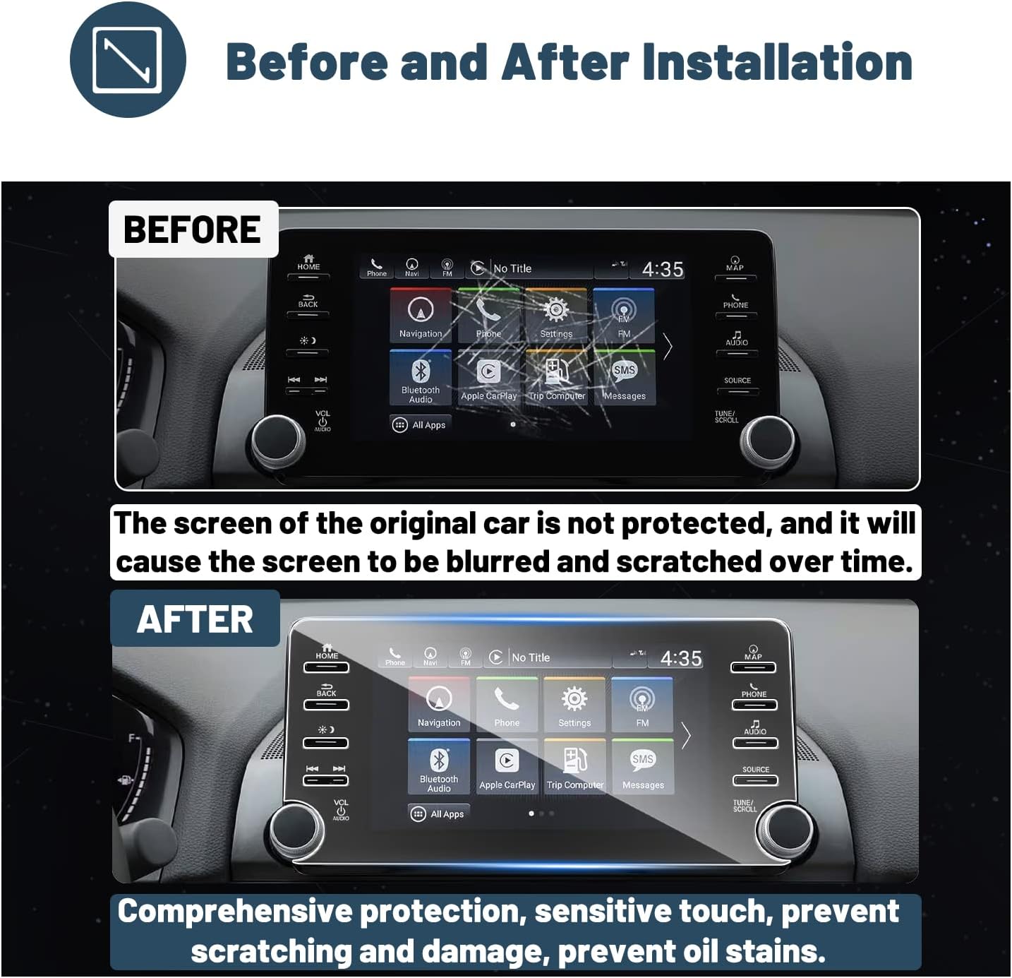 screen protector for honda accord 2018 touchscreen 8inch gps infotainment honda accord accessories 9hd anti scratch tempered glass compatible with 20