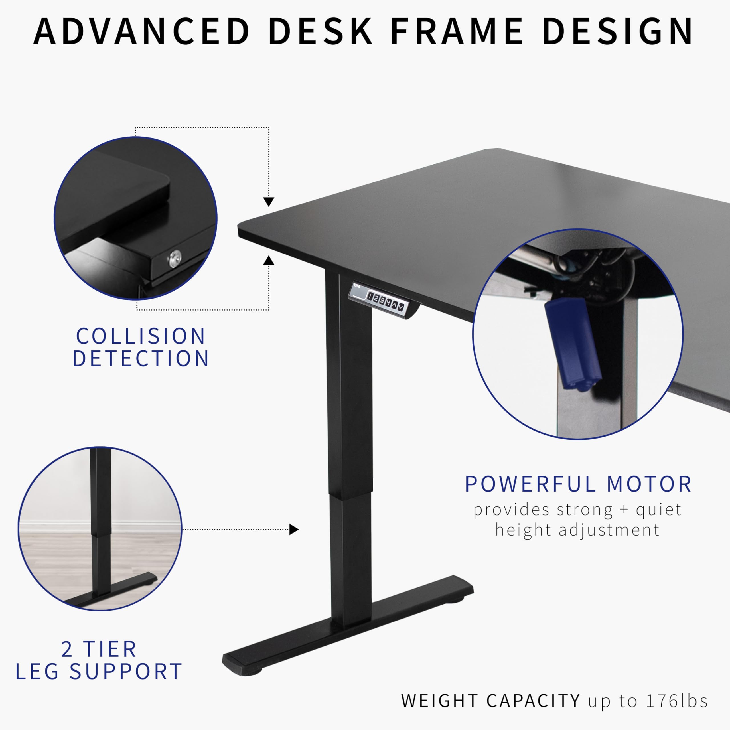 VIVO Electric 71 x 30 in Square Edge Sit Stand Desk Memory Height Adjustment 1B-S Series Holds 220 — view 4