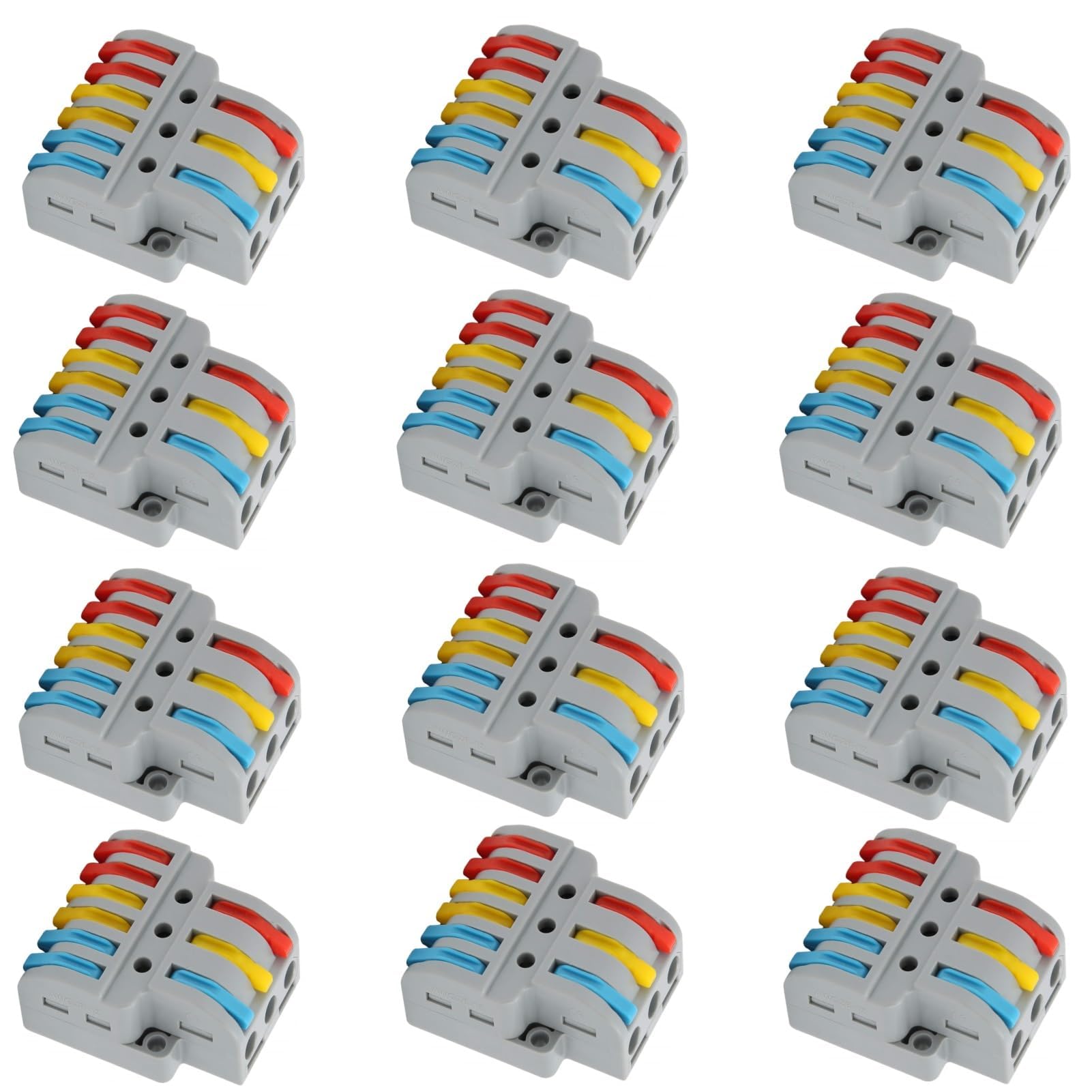 ROBOWAY 12Pcs Lever Wire Connectors, 3 in 6 Out Quick Wiring Cable Electrical Connector Compact Push-in Conductor Terminal Block for 24-12 AWG-image-43