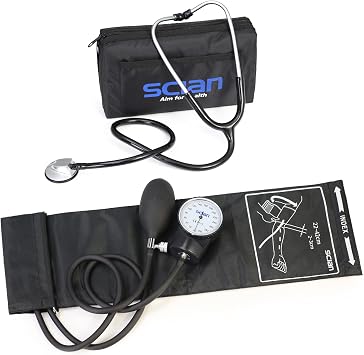 Scian Aneroid Sphygmomanometer - Manual Blood Pressure Cuff with D-Ring Universal Cuff 10-16", Carrying Bag for Nurse Doctor Senior Adult Black