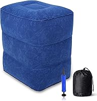 Vista 1 de ENIE Paquete de 1 reposapiés inflable para viajes aéreos, ajustable de tres capas para avión de viaje con bomba de mano, cama inflable ajustable