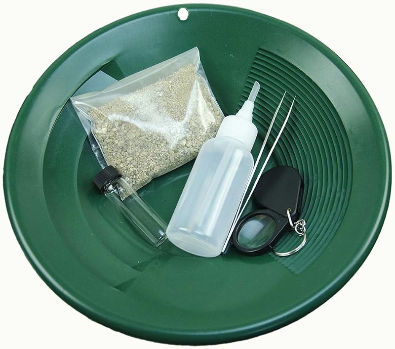 Kit de garimpo Green Gold Rush com bateia de 25,4 cm