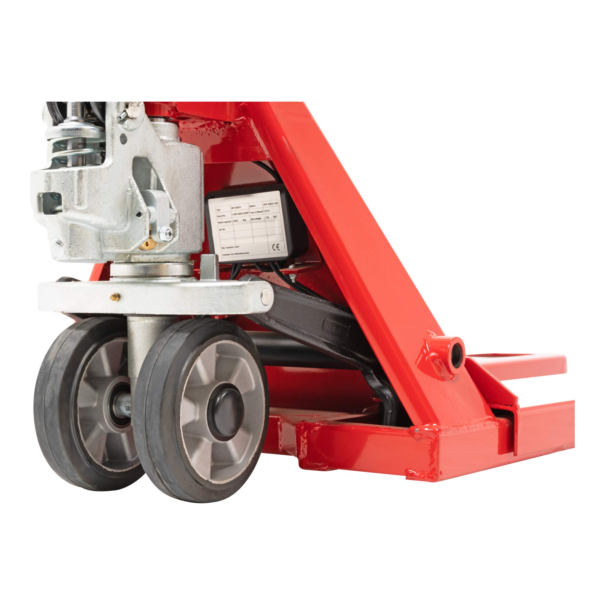STIER Wiege-Hubwagen 1-kg-Schritte Tragkraft 2000 kg, Gabellänge 1150 mm, Hubbereich 85-200 mm, elektrischer Gabelhubwagen mit PU Rollen, sehr präzise Waage