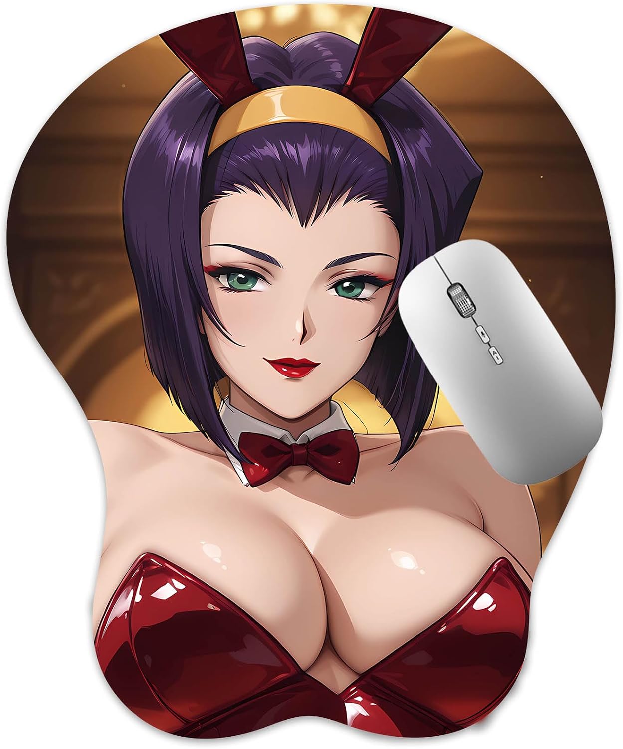 3D Mouse Pad, Oppai Mousepad with Soft Gel Wrist Rest Anime Manga Gaming Boob pad Anti-Slip Mouse Mat (Faye)