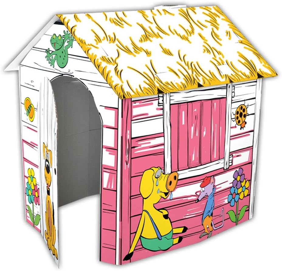 M&H Kid's Foldable Playhouse Kit, Toys Craft Color a House, Child DIY Hand Drawing Painting and Imagination Training Toy Play House (Farm)