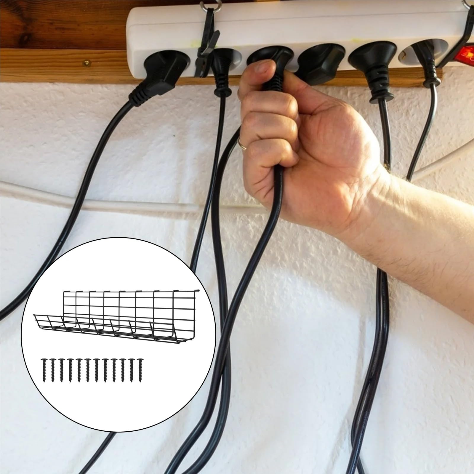 Bandeja Organizadora De Cables Bajo El Escritorio Estante de almacenamiento eléctrico alambre, bandeja cables, estante gestión, suministro debajo del organizador escritorio, oficina hierro