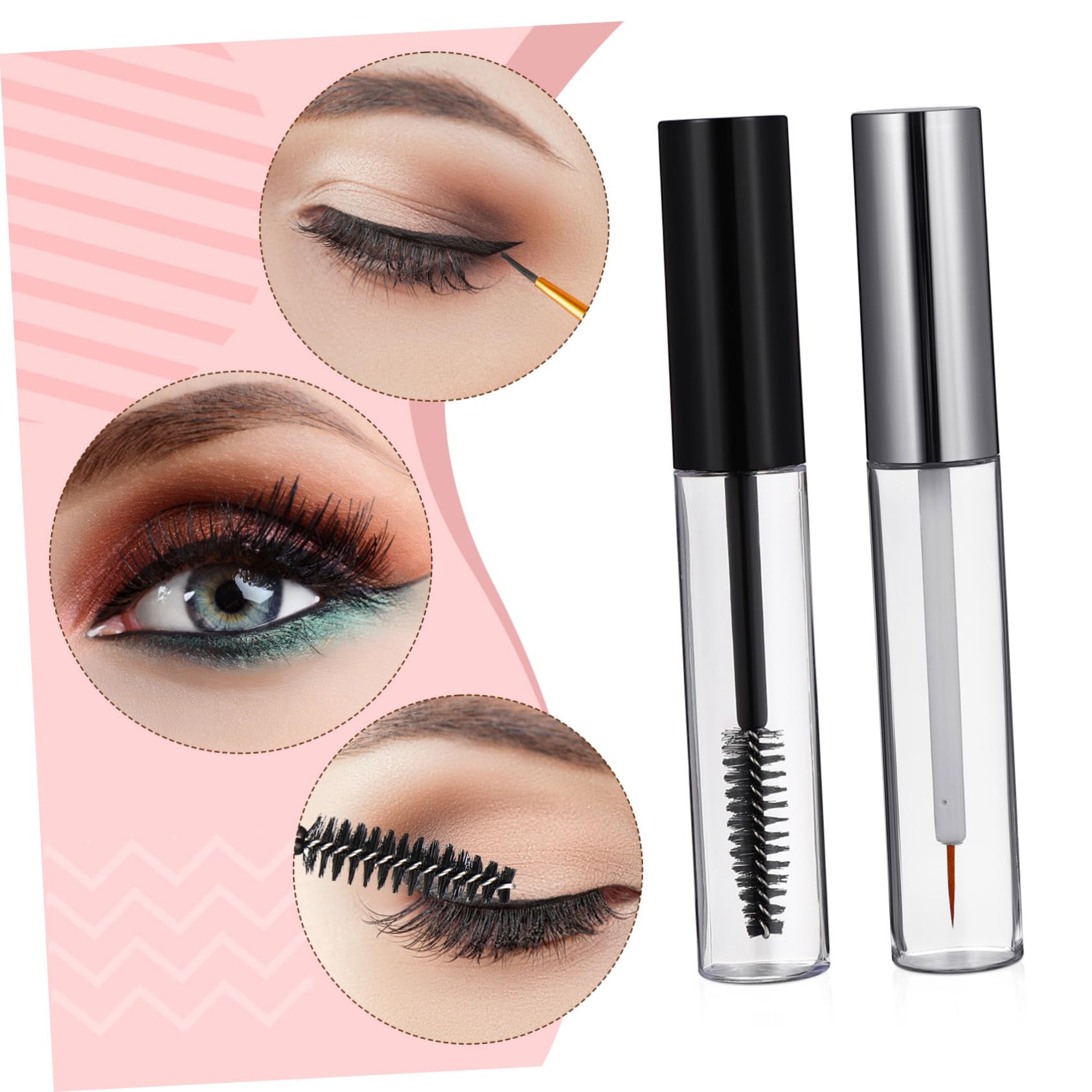 Healvian 6ensembles Tubes Vides Transparent Pour Mascara Et Gloss à Lèvres De Contenants Rechargeables Avec Applicateur Pour Cosmétiques