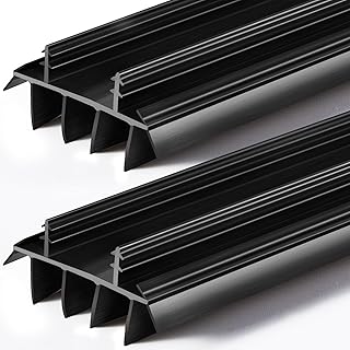 Replacement Door Bottom with Vinyl Fins 36" Long 1 3/4" Wide Threshold Seal Bottom of Door Weatherstrip Kerf Weather Stripping for 7/8" Between Barbs(2 Pcs,Black)