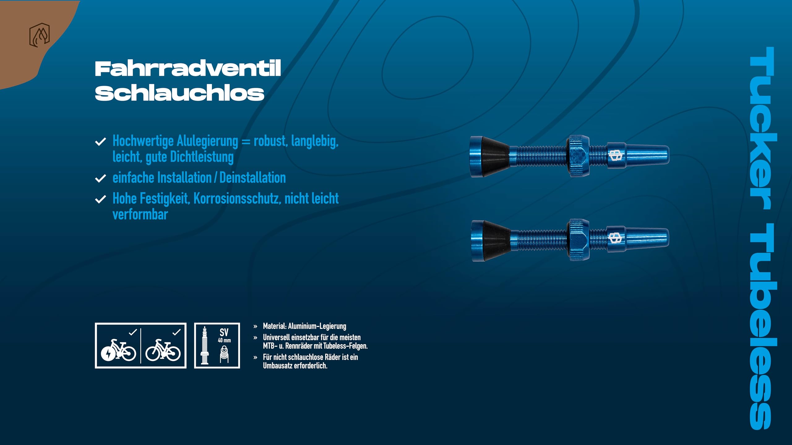 ERSATZVENTILE, 2-TLG, FÜR SCHLAUCHLOSE REIFEN, BIKEBROZ, TUCKER TUBELESS 2-TLG - 5