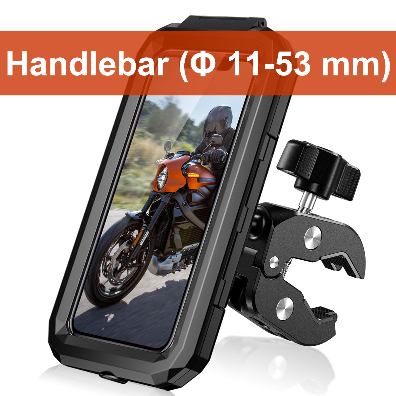 LUROON Porta Cellulare Moto, Universale Porta Cellulare da Bicicletta Impermeabile con Rotazione a 360°, Portatelefono Moto Manubrio Toccare ID Viso ID Compatibile con Smartphone da 5,5 "a 7,0"