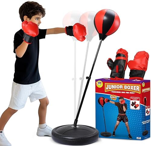 TOY Life Saco de boxeo para niños, bolsa de boxeo con altura ajustable, juego de boxeo para niños de 8, 9, 10, 11, 12 años, el mejor regalo de boxeo