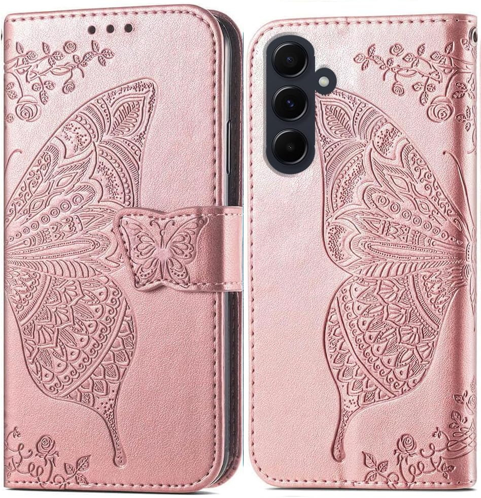 ClickCase Butterfly Series for Samsung Galaxy A55 5G Leather Embossing Wallet Flip Case Kick Stand Magnetic Closure Flip Cover for Samsung Galaxy A55 5G (Rose Gold) (B0CZ6PW9XZ) Amazon Price History, Amazon Price Tracker